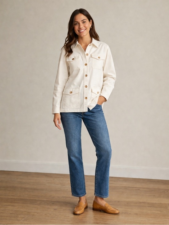ANN MASHBURN Jackets & Blazers - Ann Mashburn Chore Jacket in Cream, Size Large